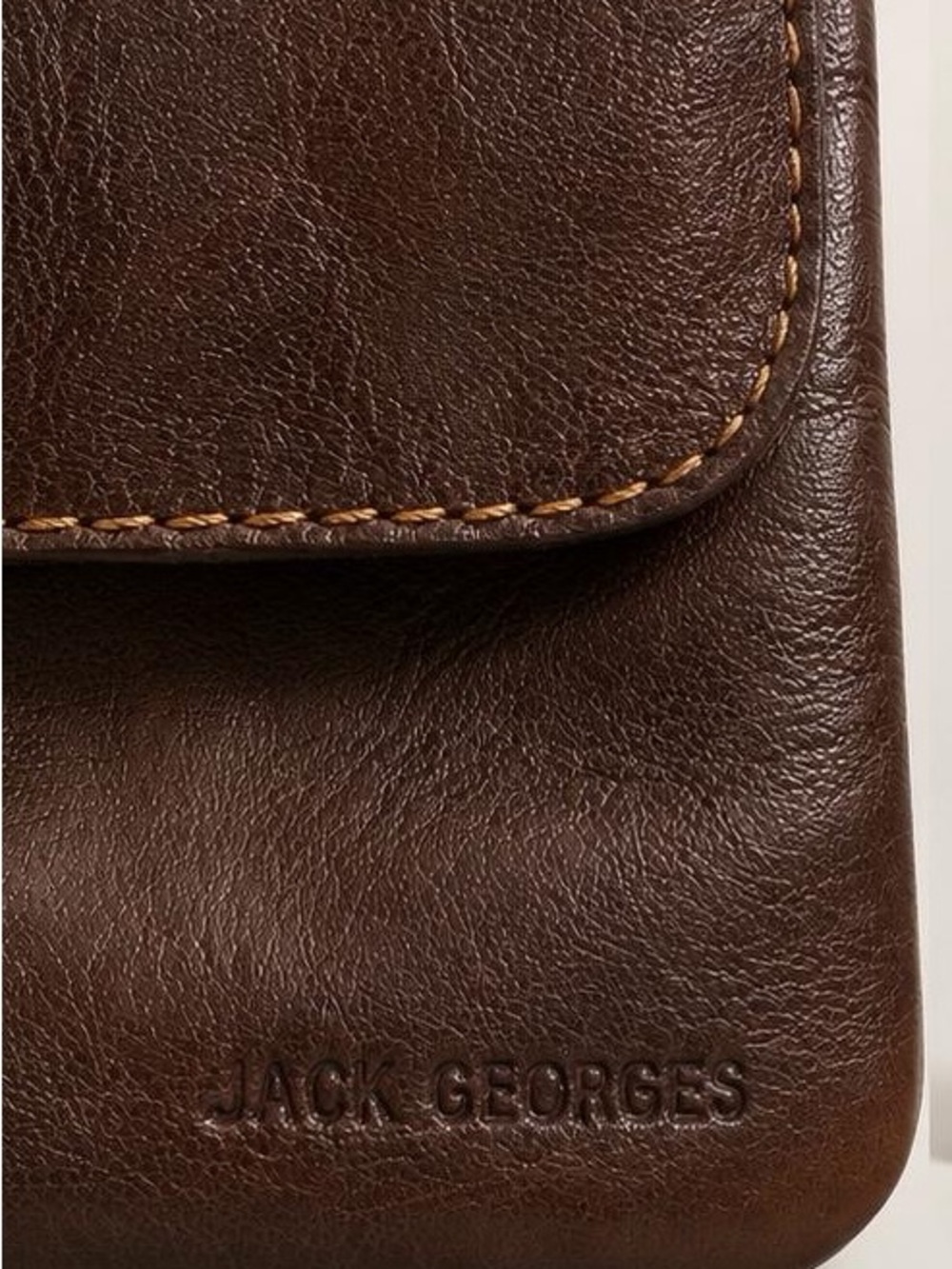 Jack Georges Brown Leather Shoulder Bag with Front Buckle Detail - Picture 6 of 8